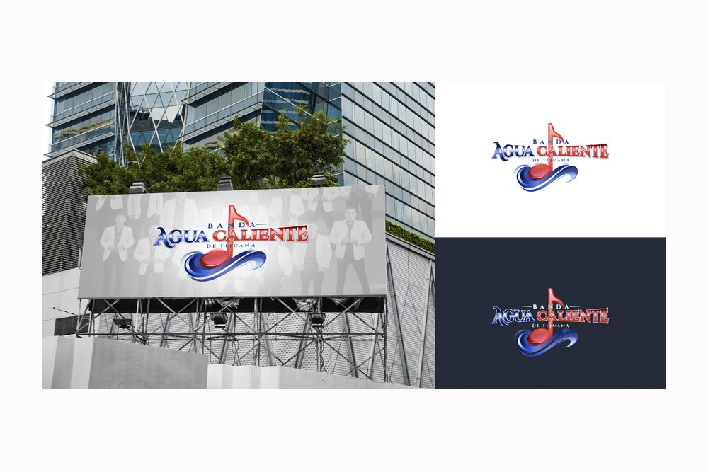 Banda Agua Caliente — Logotipo y espectacular, trabajo de Grupo Gurú en Tijuana